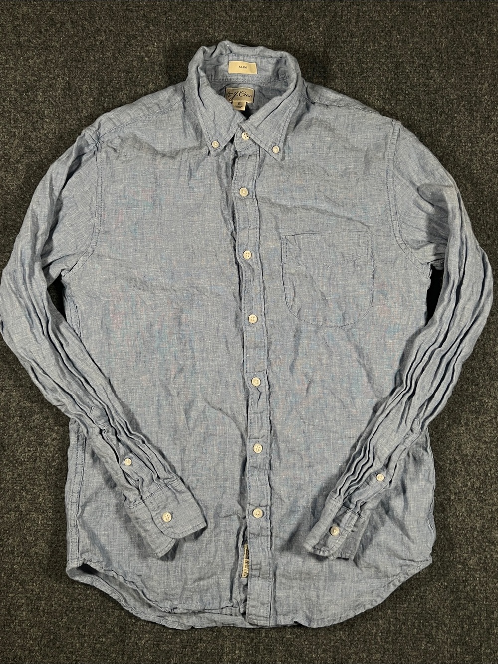 J.Crew Baird McNutt 100% Irish Linen Shirt Men's Small Blue Garment Dyed Indigo